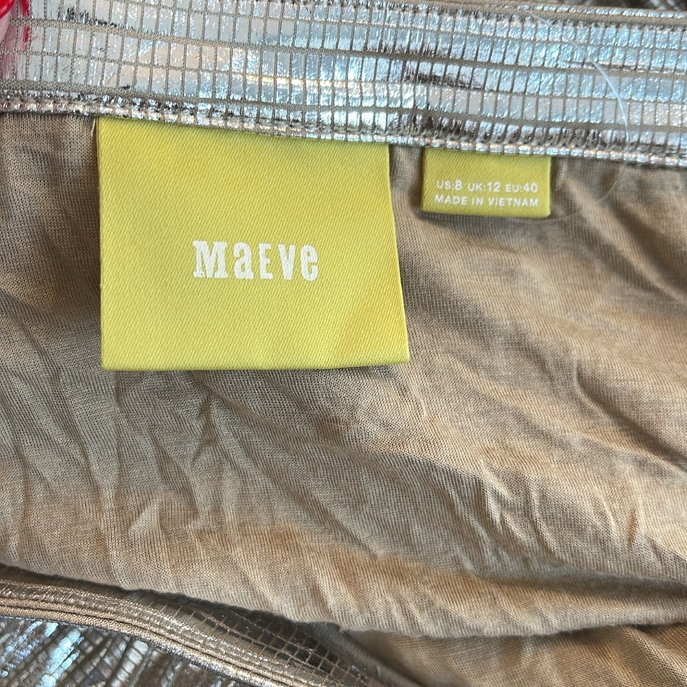 Maeve Metallic Silver Midi Skirt - Picture 3 of 5